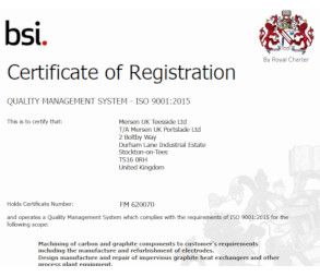 Mersen UK Teesside Ltd - Certificate of Registration - ISO 9001:2015